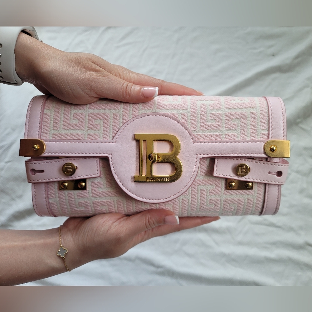 Balmain BBuzz Pouch 23 Monogram Jacquard Clutch Bag